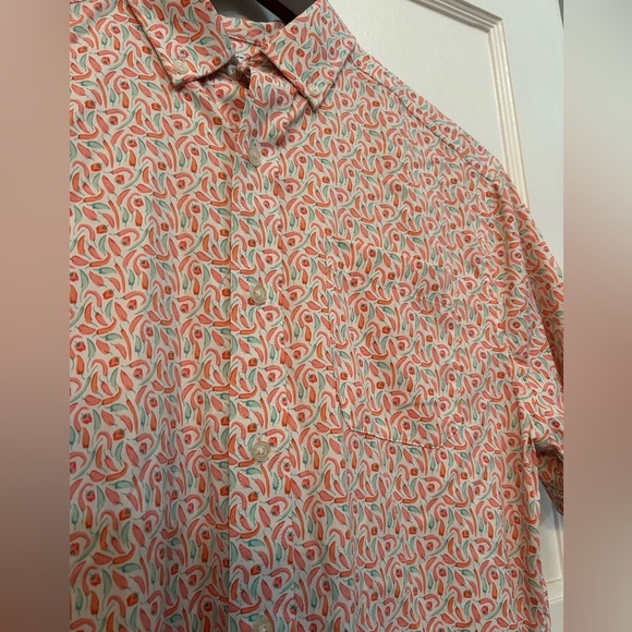 Southern Tide Shirt Men S Intercoastal Red Green Peppers Geometric Stretch - Picture 4 of 8